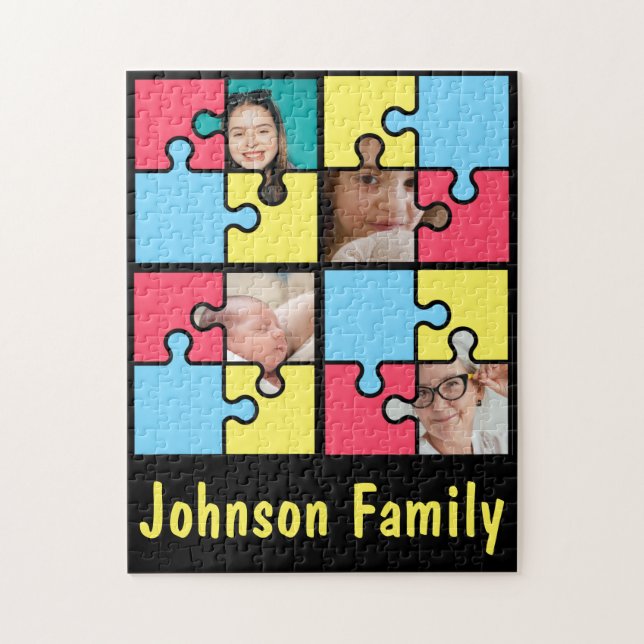 Family Photo Collage Memories Keepsake 4 Images Jigsaw Puzzle (Vertical)