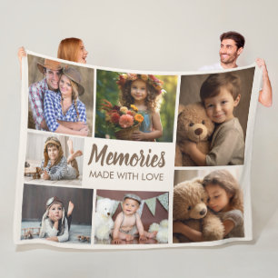 Family Photo Collage Memories Love Fleece Blanket