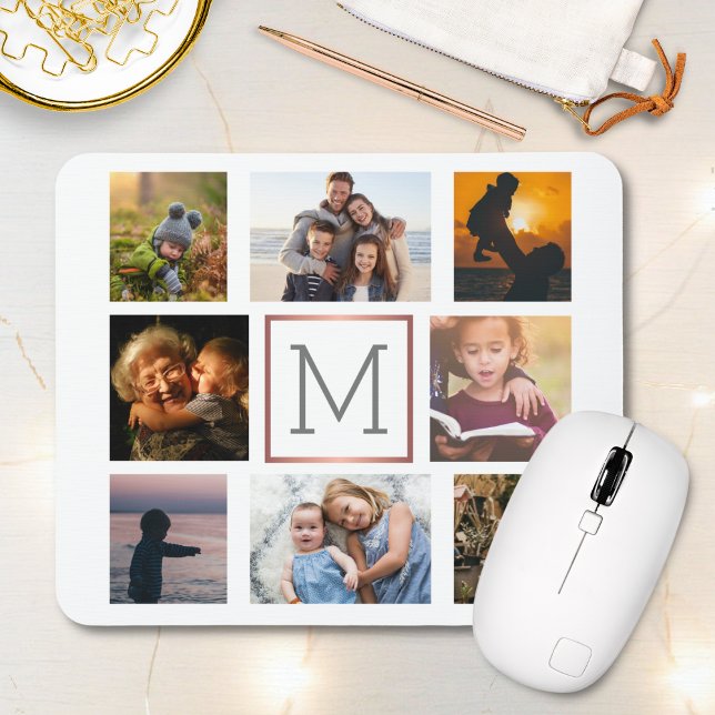 Family Photo Collage Monogram Mouse Mat (Creator Uploaded)