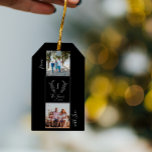Family photo collage monogram name personalised gift tags<br><div class="desc">Custom monogram and name with family established year 2 photo elegant simple black and white create your own gift tag for Christmas,  family birthday,  anniversary,  new home housewarming or Thanksgiving.</div>