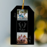 Family photo collage monogram name personalised gift tags<br><div class="desc">Custom monogram and name with family established year 2 photo elegant simple black and white create your own gift tag for Christmas,  family birthday,  anniversary,  new home housewarming or Thanksgiving.</div>