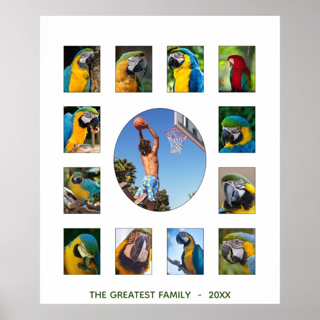 Family Photo Collage Monogram Poster (Front)