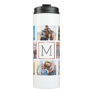 Family Photo Collage Monogram Thermal Tumbler