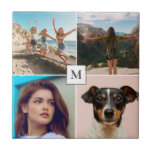 Family Photo Collage Monogram  Tile<br><div class="desc">Beautiful custom photo tile for your home featuring four of your favourite family photographs and monogram.</div>