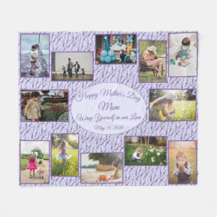 Family Photo Collage Mothers Day Template Fleece Blanket
