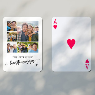 Family photo collage name personalised playing cards