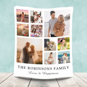 Family Photo Collage + Name White Fleece