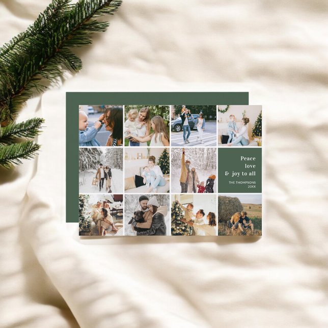 Family Photo Collage Peace Love Joy Christmas Holiday Card (Creator Uploaded)
