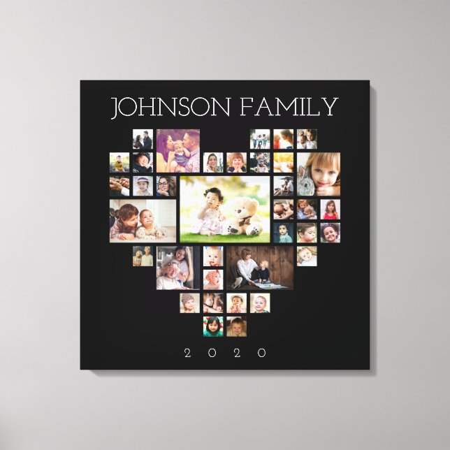 Family Photo Collage (Personalise Photo & Text) Canvas Print (Front)
