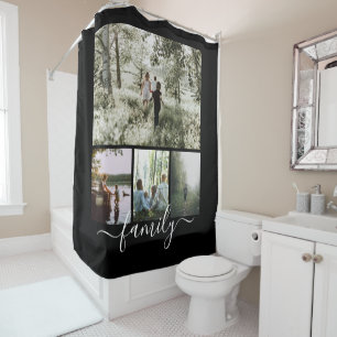 Family Photo Collage Personalised 4 Photo Template Shower Curtain