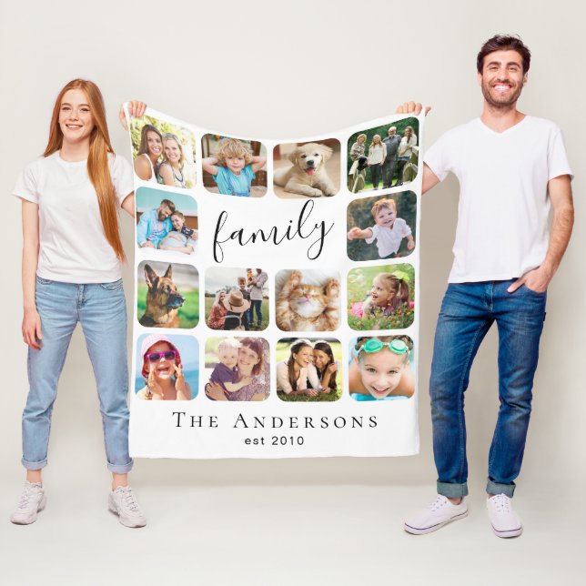 Family Photo Collage Personalised Fleece Blanket (In Situ)