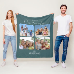 Family Photo Collage Script Fleece Blanket