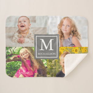 Family Photo Collage Sherpa Blanket