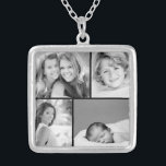 Family Photo Collage Silver Plated Necklace<br><div class="desc">Beautiful personalised necklace with 4 of your custom family photos arranged in a square grid photo collage. Add your favourite family photos and create a beautiful keepsake canvas art print. Click Customise It to move photos around, add text, and customise fonts and colours. Great gift for family, friends, parents and...</div>