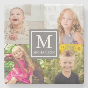 Family Photo Collage Stone Coaster
