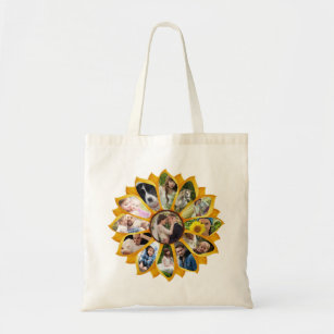 Family Photo Collage Sunflower 13 Pictures Easy Tote Bag