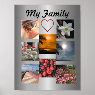 Family Photo Collage Template For 8 Photos Poster