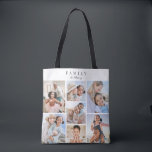 Family Photo Collage Tote Bag<br><div class="desc">Personalized Family 7 Photo Collage Tote Bag. Celebrate your family with this custom photo tote bag, featuring a meaningful design that makes a perfect everyday keepsake. At the top, Family is displayed in a clean, classic serif font. Beneath it, a second line in handwritten script gives you space to add...</div>