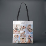Family Photo Collage Tote Bag<br><div class="desc">Personalized Family 7 Photo Collage Tote Bag. Celebrate your family with this custom photo tote bag, featuring a meaningful design that makes a perfect everyday keepsake. At the top, Family is displayed in a clean, classic serif font. Beneath it, a second line in handwritten script gives you space to add...</div>