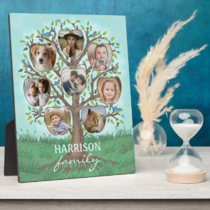 Family Photo Collage Tree 8 Pictures + Name Easy Plaque
