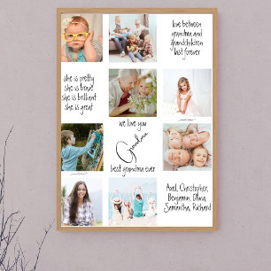 Family Photo Collage We Love Grandma Mothers Day Poster