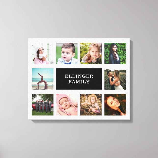 Family Photo Collage White and Black Custom  Canvas Print (Front)