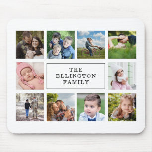 Family Photo Collage White Mouse Mat