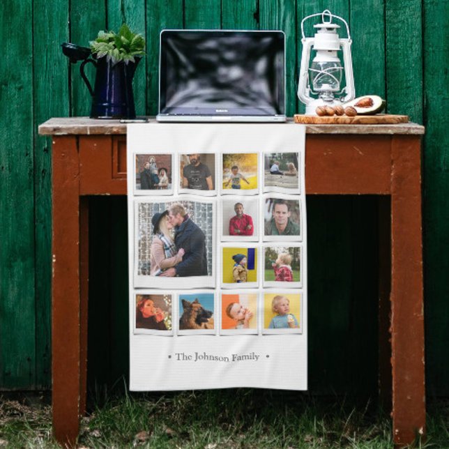 Family Photo Collage White  Tea Towel (Creator Uploaded)