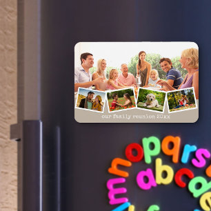 Family Photo Collage Zigzag Photo Strip Beige Magnet