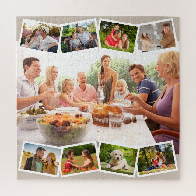 Family Photo Collage Zigzag Photo Strips Square Jigsaw Puzzle (Vertical)