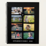 Family photo colllage 8 photos black personalised planner<br><div class="desc">Make your own family photo collage,  8 photos on black background,  planner.
You can add your own photos,  name,  monogram and year to create a very unique and personal planner.</div>