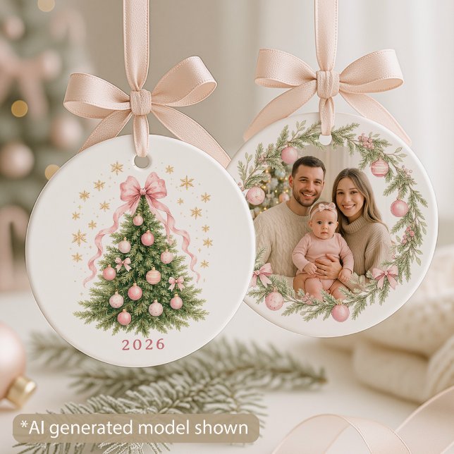 Family Photo Coquette Bow Ceramic Tree Decoration (Creator Uploaded)