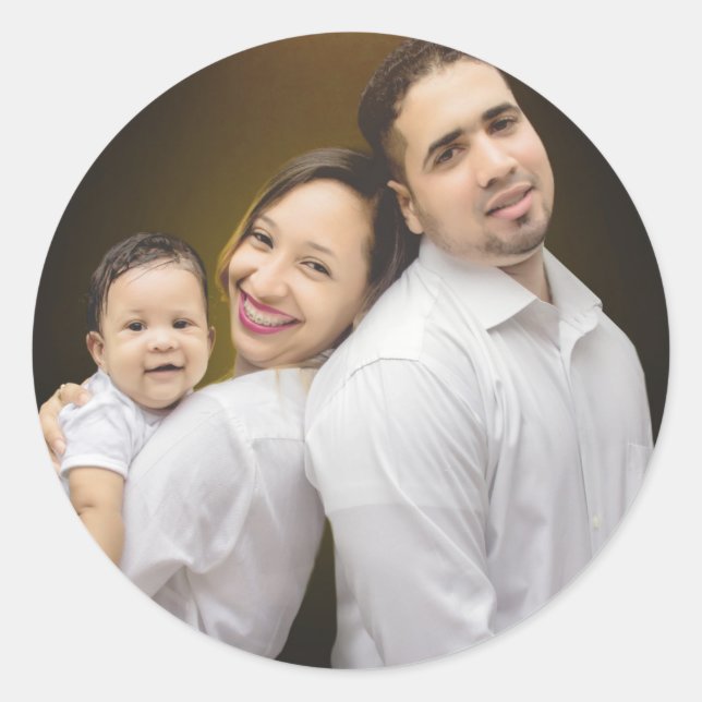 Family Photo Custom Classic Round Sticker (Front)