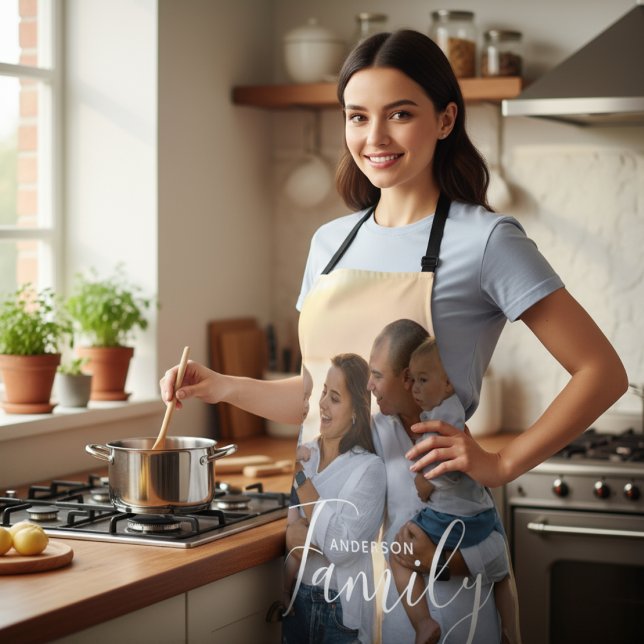 Family Photo Custom Name Kitchen Gift Apron (Creator Uploaded)