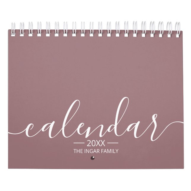 Family Photo Cute Script Modern Minimalistic Calendar (Cover)