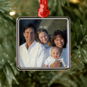 Family Photo Date With Current Year Christmas Metal Tree Decoration