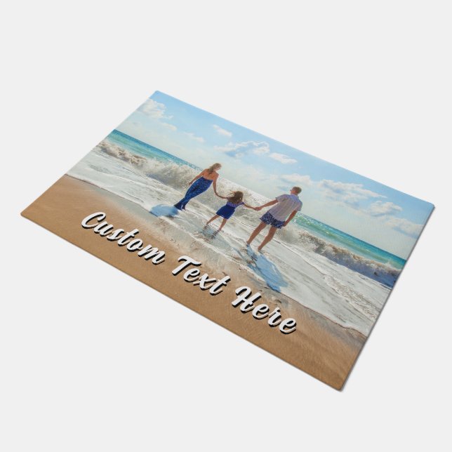 Family Photo Doormat Personalised Text (Angled)