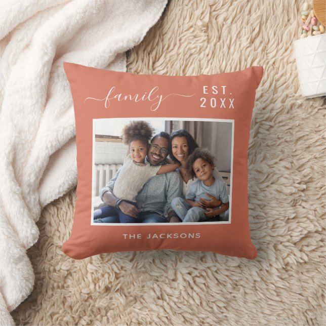 Family photo dusty earth name script cushion (Blanket)