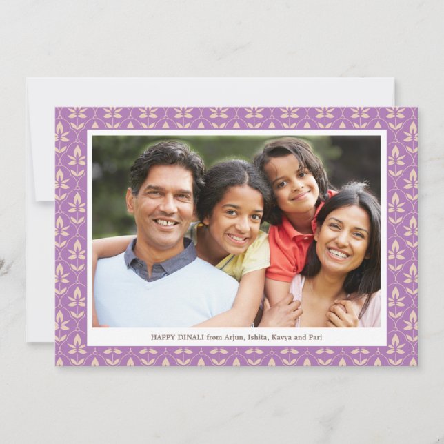 Family Photo Editable Colour Happy Diwali Card (Front)
