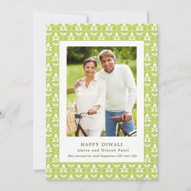 Family Photo Editable Colour Happy Diwali Card (Front)