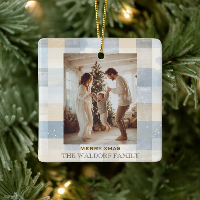 Family Photo Elegant Christmas Ornament (Tree)