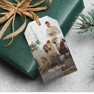 Family Photo Elegant Modern Christmas Gift Tags