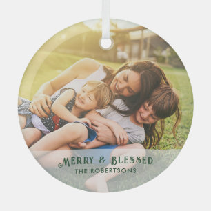 Family Photo Festive Christmas Holidays Keepsake Glass Tree Decoration