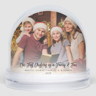 Family Photo First Christmas Holidays Together Snowglobe