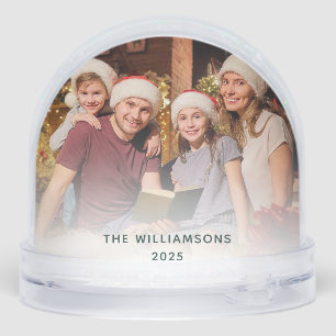 Family Photo First Christmas Red Truck Holidays Snowglobe