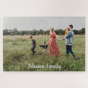Family Photo Fun Game Night Personalise Name Jigsaw Puzzle