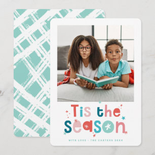FAMILY PHOTO fun kids colourful Tis the Season Announcement
