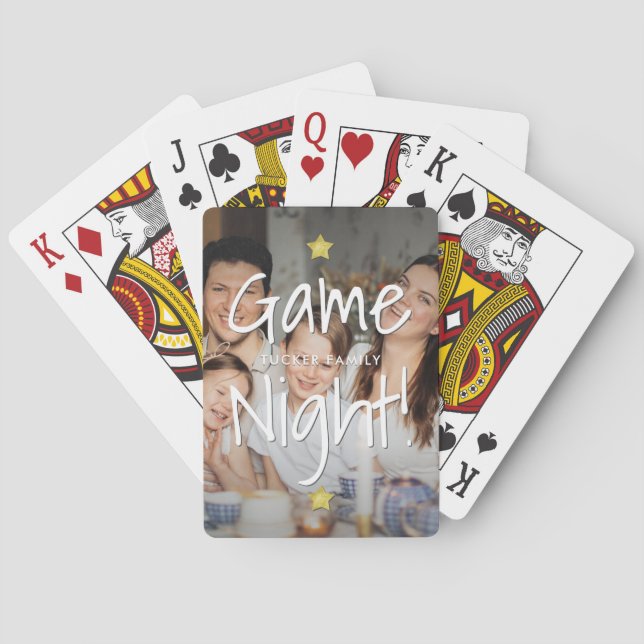 Family Photo Game Night Gold Stars Playing Cards (Back)