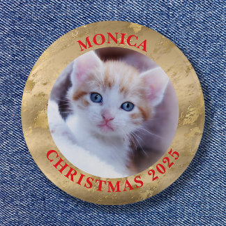 Family Photo Glam Gold Marble Border 6 Cm Round Badge