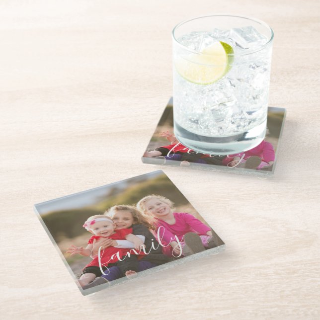 Family Photo Glass Coaster (Angled)